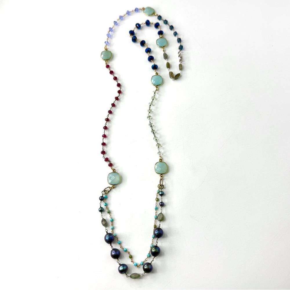 Sundance Inspired Multicolored Gemstone Wire Wrapped Necklace, Summer Jewelry